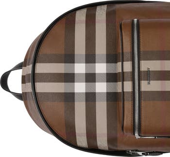 New BURBERRY JETT TB Monogram Stripe Bridle Brown Backpack Leather