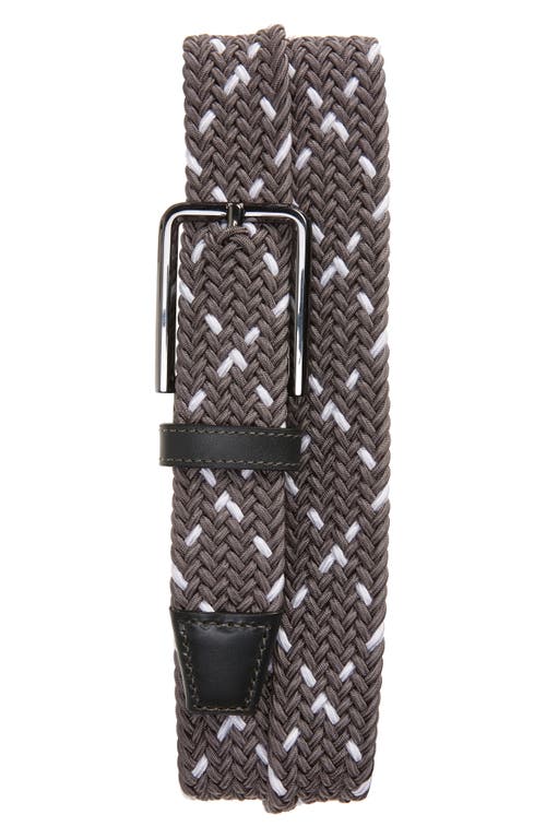 Woven Stretch Knit Belt in Gray/White