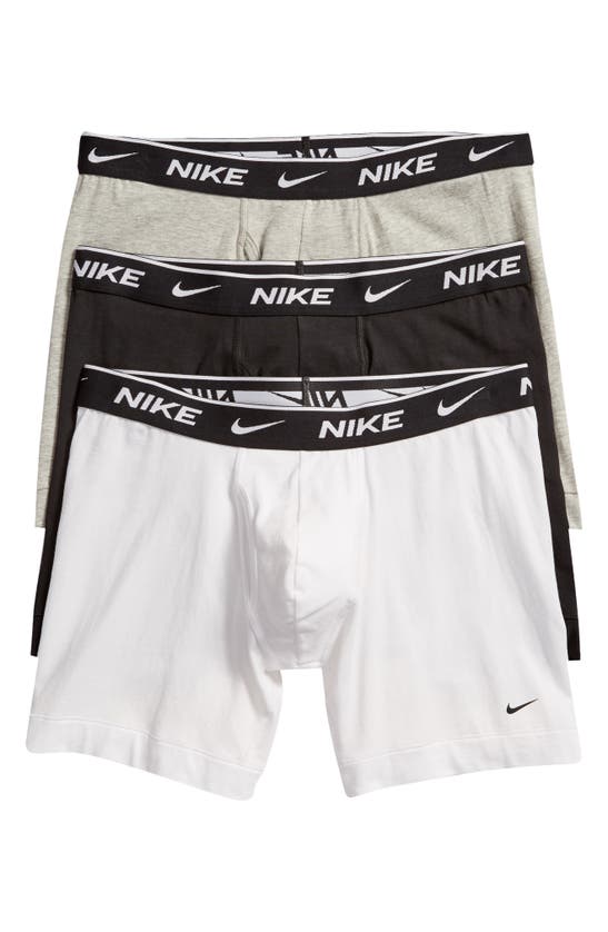 Nike Dri-fit Essential Cotton Stretch 3 Pack Boxer Briefs With Fly In Multi In White/ Grey/ Black