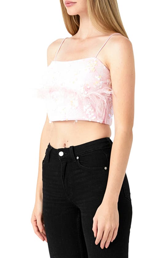 ENDLESS ROSE ENDLESS ROSE SEQUIN & FEATHER CROP TOP 