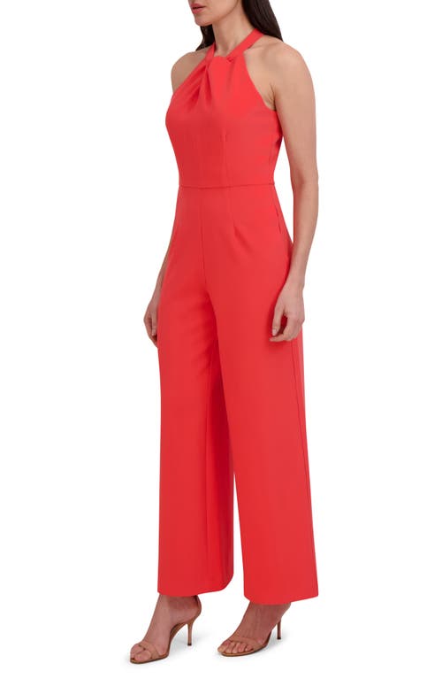 Shop Julia Jordan Halter Neck Wide Leg Jumpsuit In Coral Reef