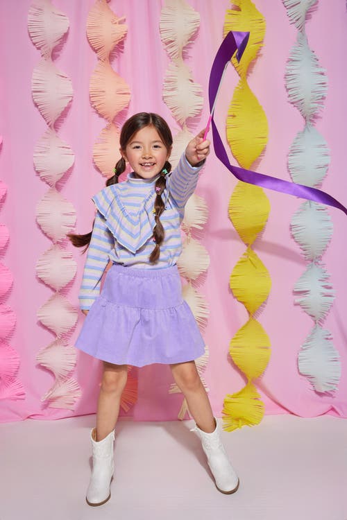 Bisby Kids' Sparkle Stripe Aspen Top In Lilac Sparkle Stripe