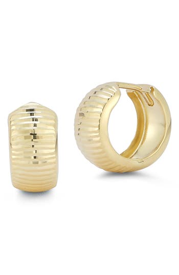 Ember Fine Jewelry Wide Textured Hoop Earrings In Gold