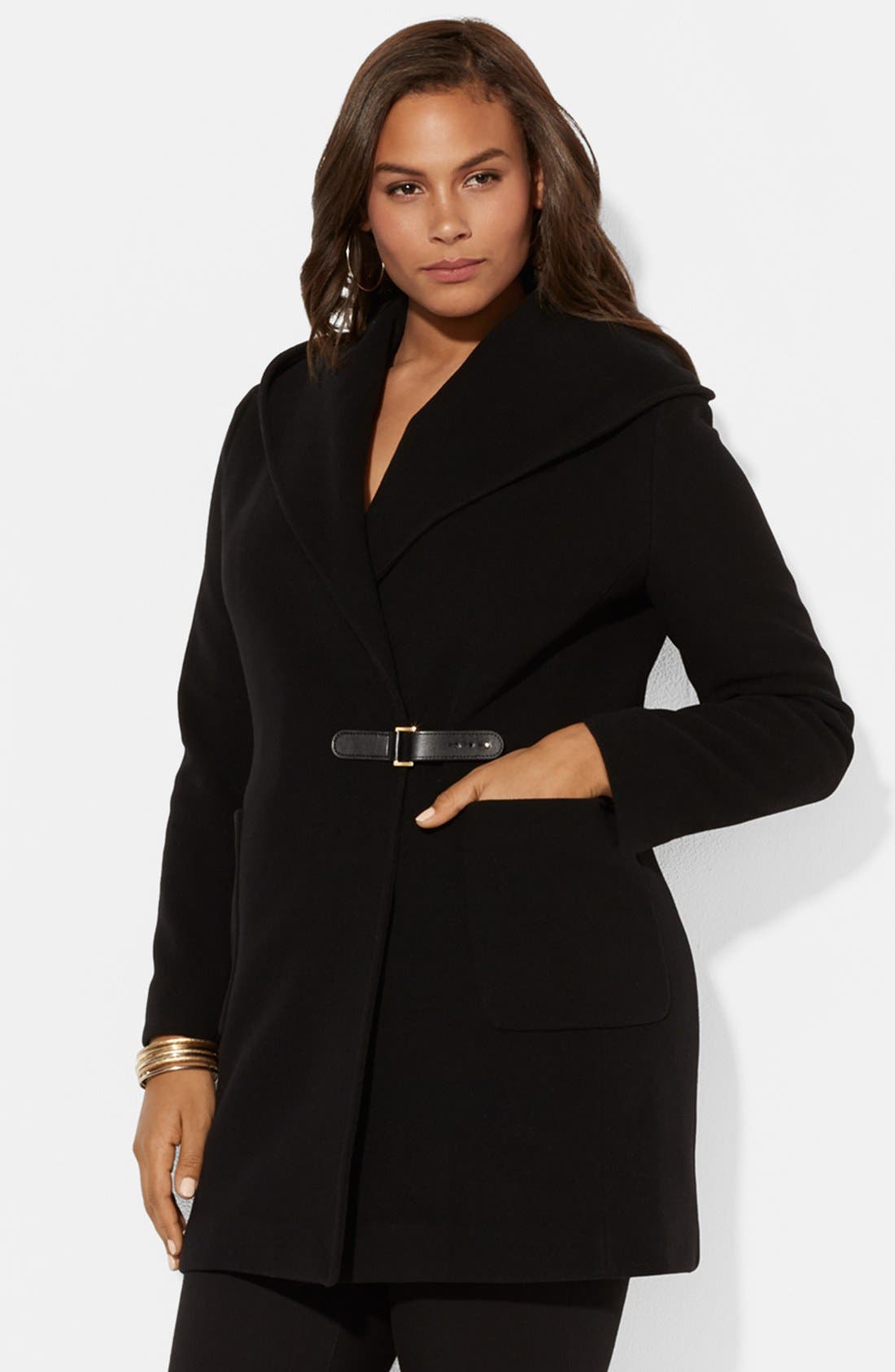 Lauren Ralph Lauren Hooded Wool Blend Coat (Plus Size) Nordstrom