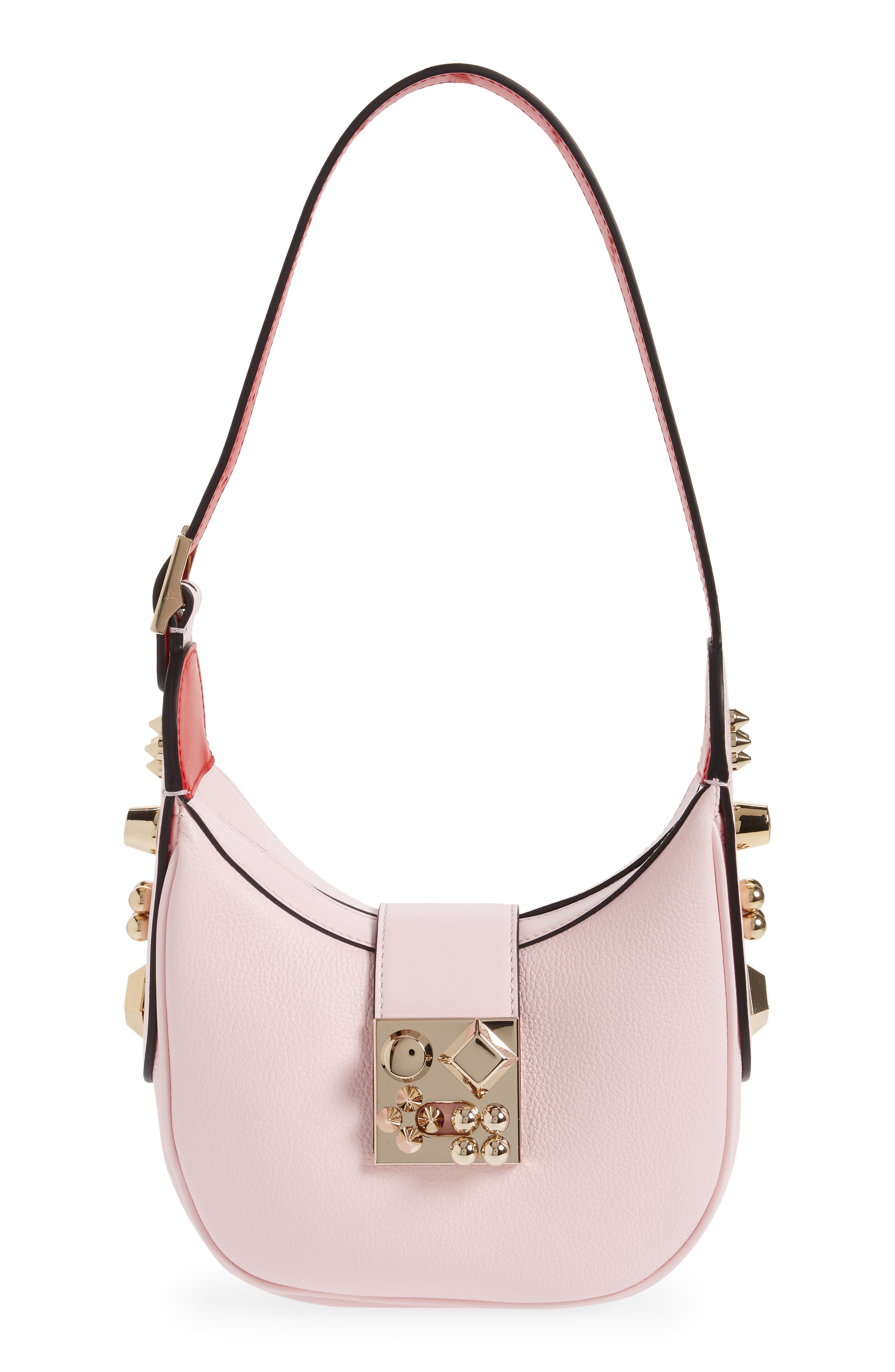 Christian Louboutin Mini Carasky Leather Hobo Bag in Poupee/Gold at Nordstrom