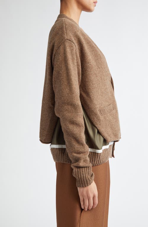 Shop Undercover Spliced Mixed Media Cardigan In Light Brown