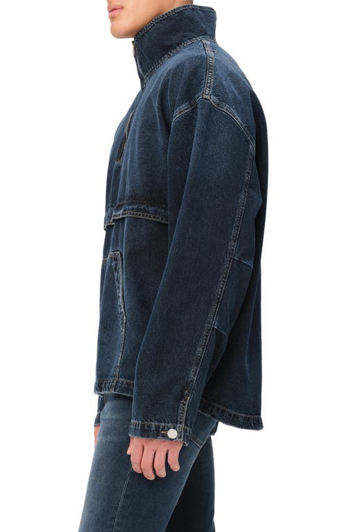 Warp & Weft Warp+weft Oversize Denim Half Zip Popover Jacket In Porter