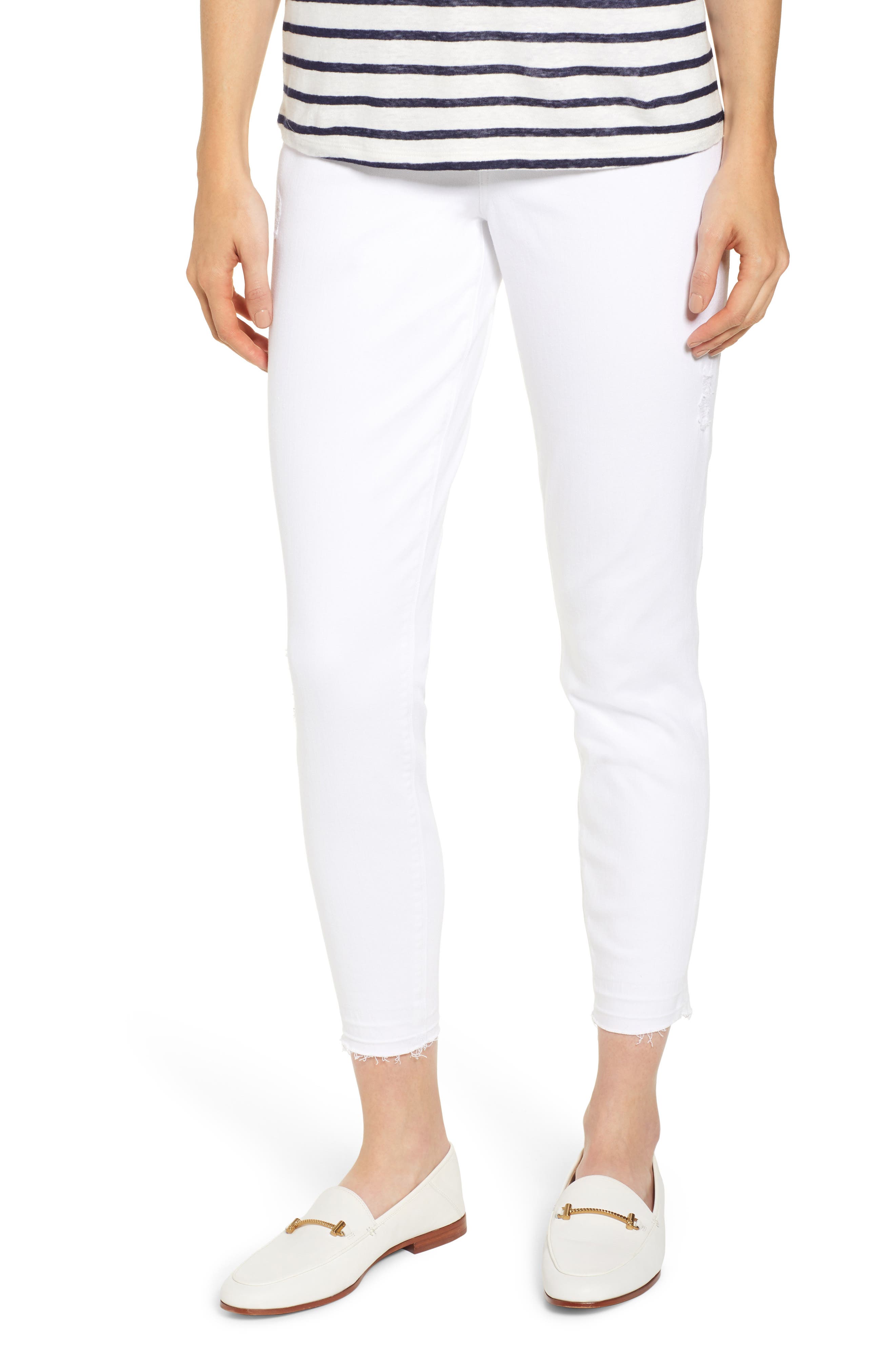 spanx white distressed skinny jeans