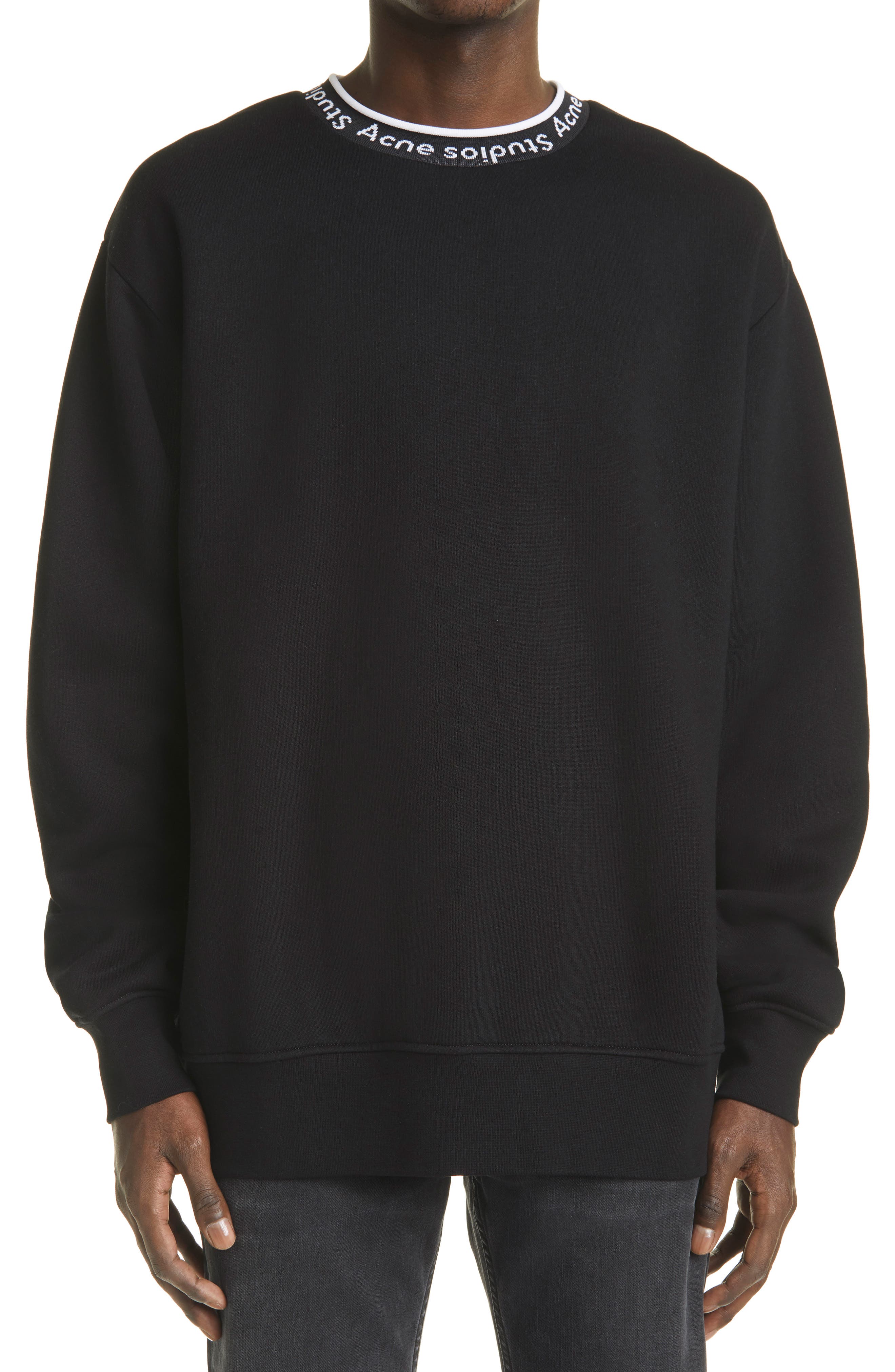 men's black crew neck sweatshirt