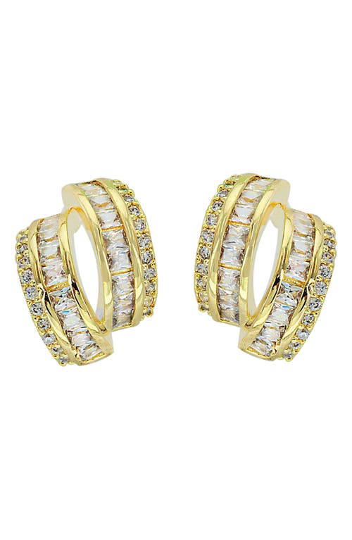 Shop Panacea Four-row Cubic Zirconia Hoop Earrings In Gold