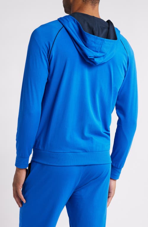 Shop Hugo Boss Boss Mix Match Zip Hoodie In Bright Blue