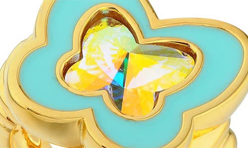 Shop July Child Y2k Butterfly Blue Ring In Gold/blue Enamel/swarovski