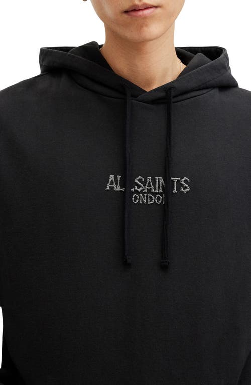 Shop Allsaints Bones Logo Hoodie In Washed Black