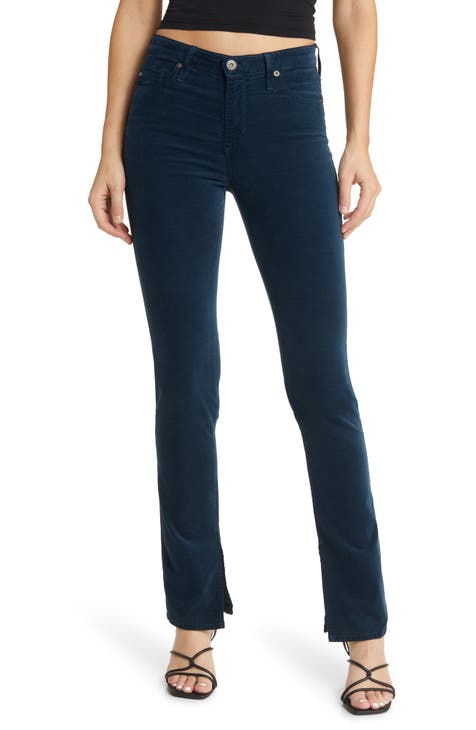 Red velvet mid rise womens skinny pants with pockets