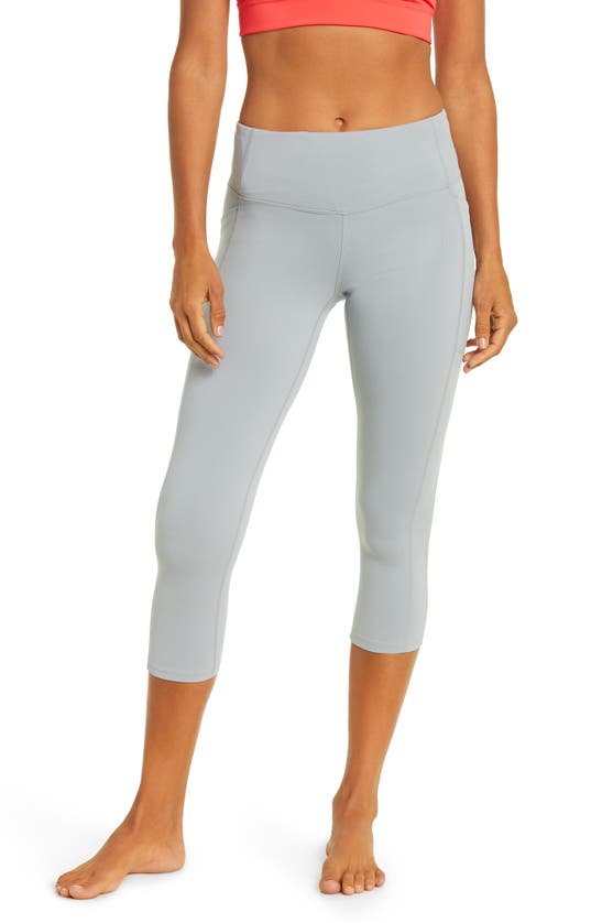 Zella Live In High Waist Pocket Crop Leggings In Grey Monument