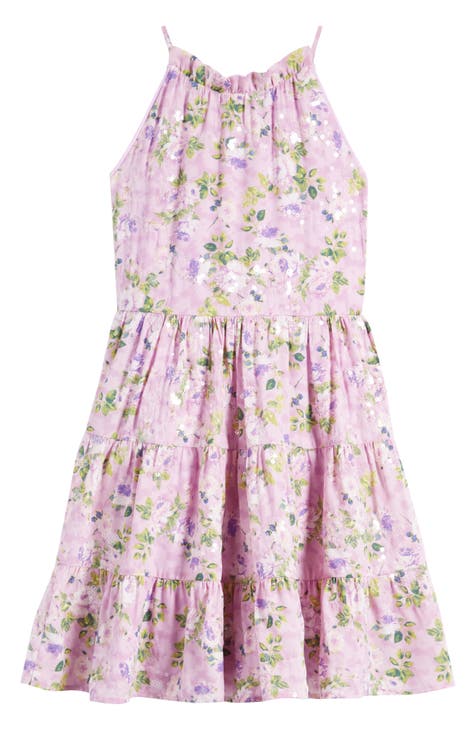 Kids' Floral Sequin Tiered Dress (Big Kid)