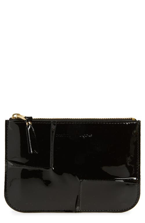 Comme Des Garçons Wallets Seam Detail Leather Zip Pouch In Black