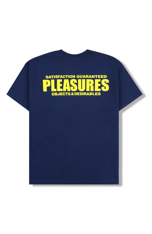 Shop Pleasures Staff Cotton Graphic Pocket T-shirt In Navy