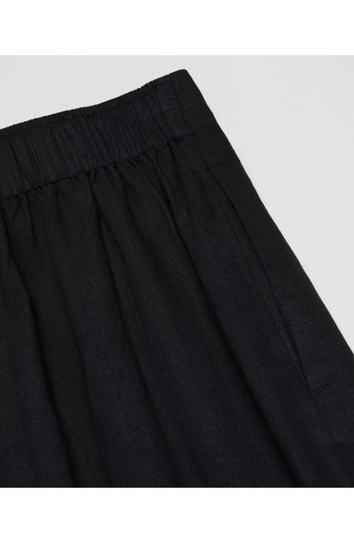 Shop Mango Linen Blend Crop Wide Leg Pants In Black