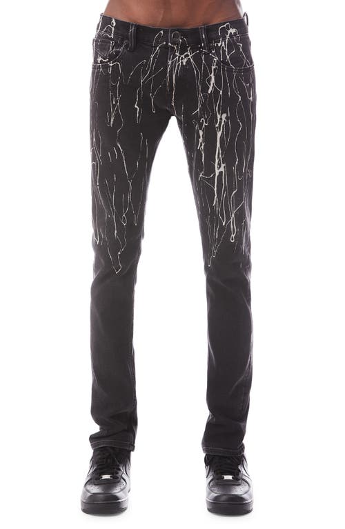 HVMAN Strat Punk Paint Splatter Stretch Super Skinny Jeans in Black Opium