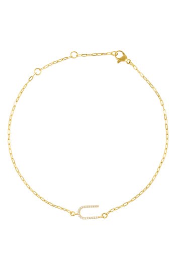 Adornia Pavé Cubic Zirconia Initial Anklet In Gold-u