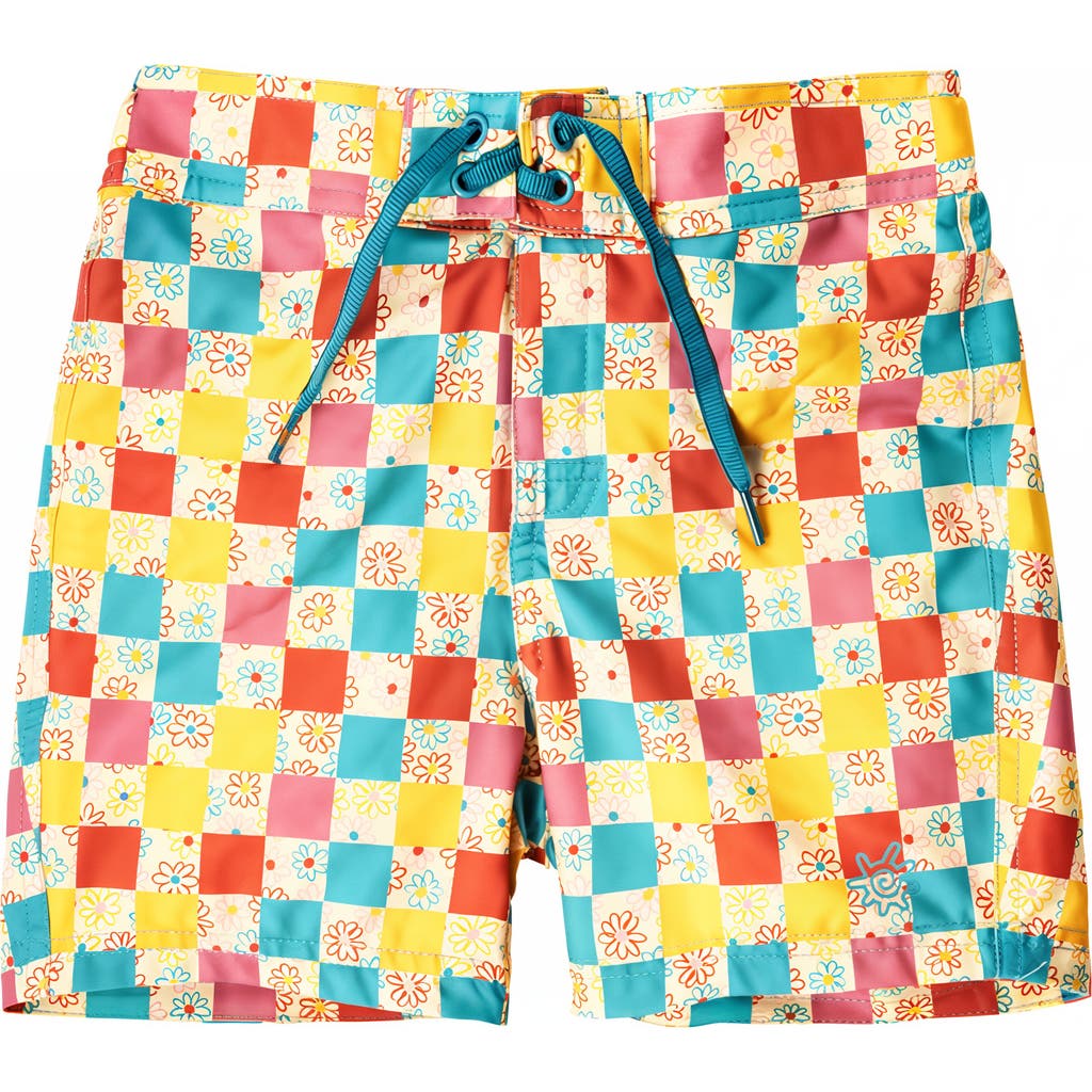 Uv Skinz Board Shorts In Checkered Daisies