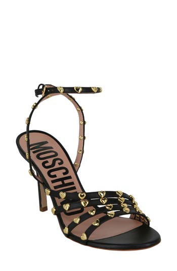 Moschino Stud-embellishment 9 Leather Sandal In Black