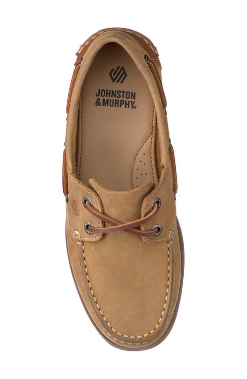 Shop Johnston & Murphy Kids' Zeke Boat Shoe In Tan Oiled Leather