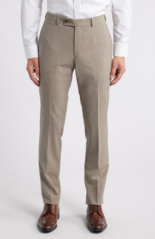 Jack Victor Patrick Flat Front Stretch Wool Dress Pants In Taupe