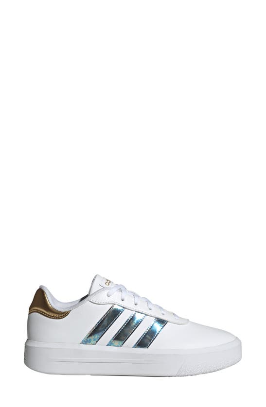 Adidas Originals Court Platform Sneaker In White/ White/ Matte Gold
