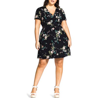 Plus Size City Chic Summer Sprig Dress, Black