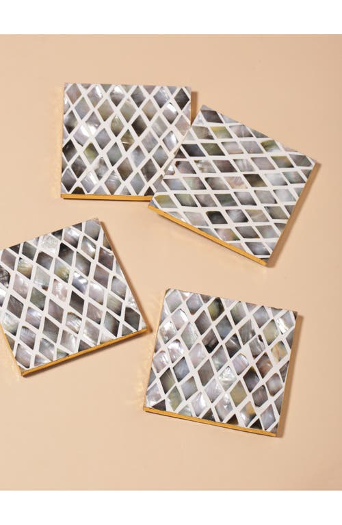 Tiramisu Mother-of-pearl Set Of 4 Coasters In Black/grey
