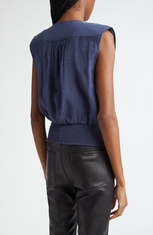 Shop Ramy Brook Millegan Bead Detail Smock Waist Top In Navy