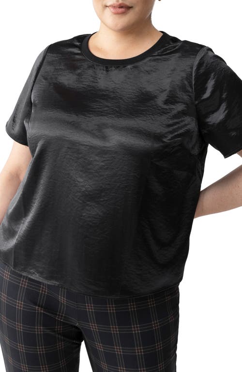 Sanctuary Timeless Satin Short Sleeve Tee In Black In Black