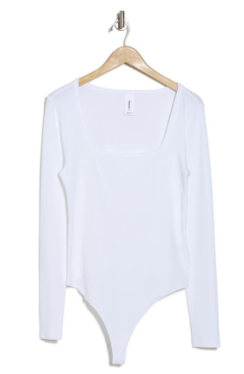 The Long-Sleeve Supima® Square-Neck Bodysuit White –, 53% OFF