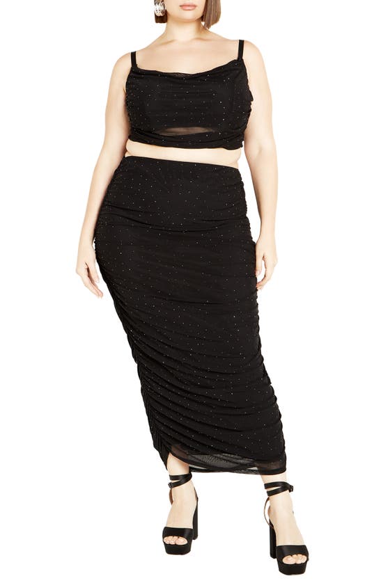 Shop City Chic Kiera Ruched Skirt In Black