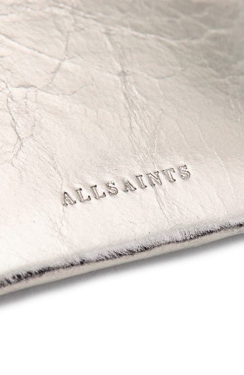 Shop Allsaints Hex Leather Cardholder In Gunmetal Grey