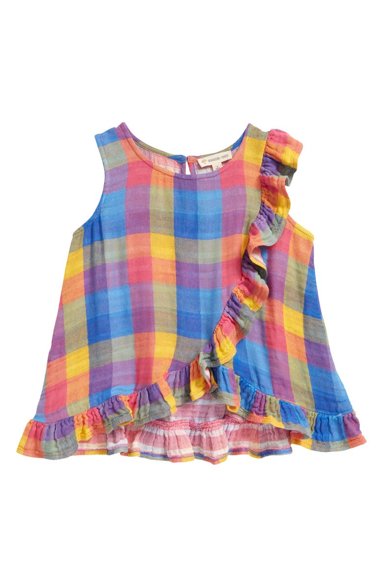 TUCKER + TATE Kids' Plaid Ruffle Tank, Main, color, PINK SHOCK PLAID