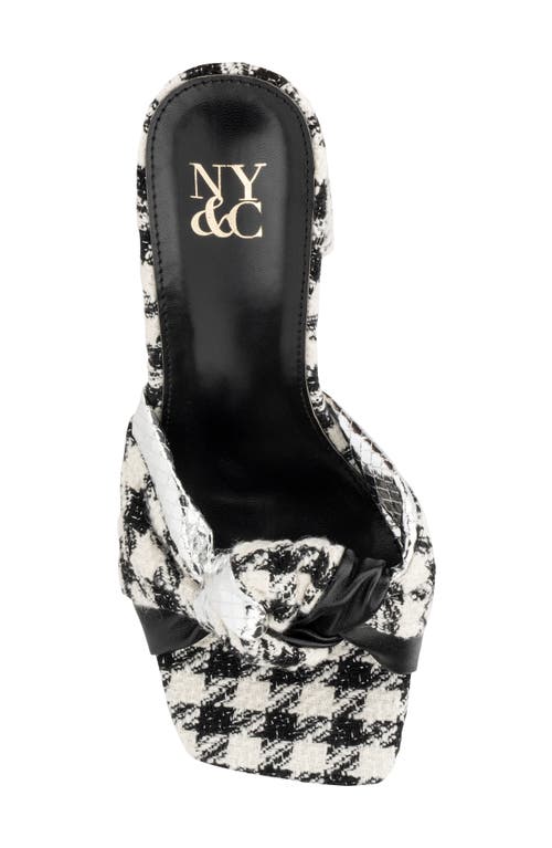 New York And Company Anthi Houndstooth Block Heel Sandal In Black/white