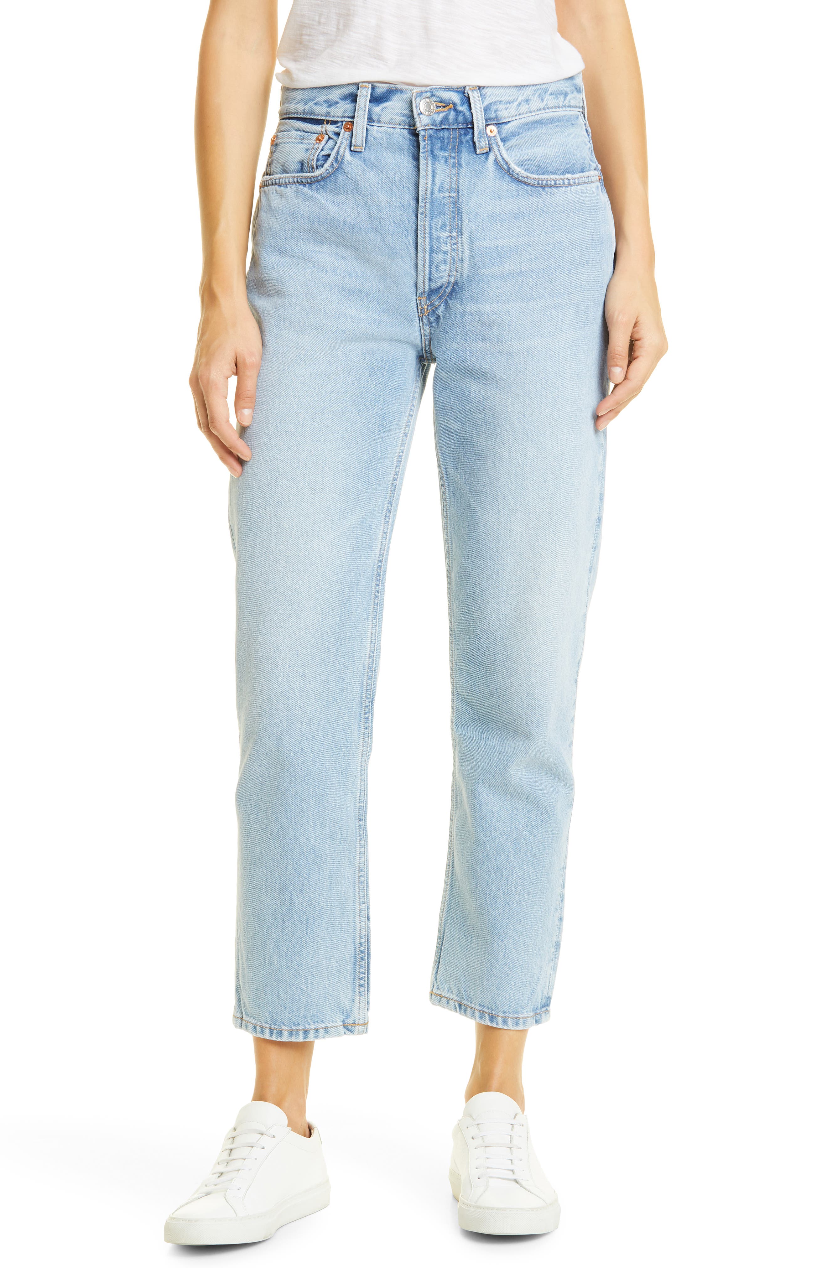 redone 70s high rise stove pipe jeans