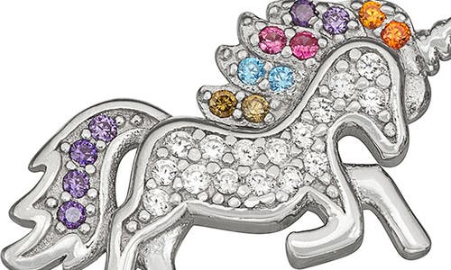 Fzn Cubic Zirconia Unicorn Stud Earrings In Silver