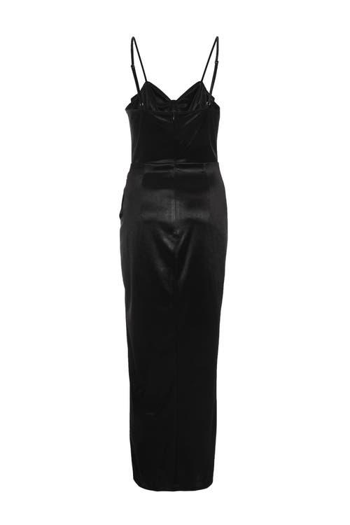 Shop Quiz Cowl Front Corset Detail Midi Wrap Dress In Black