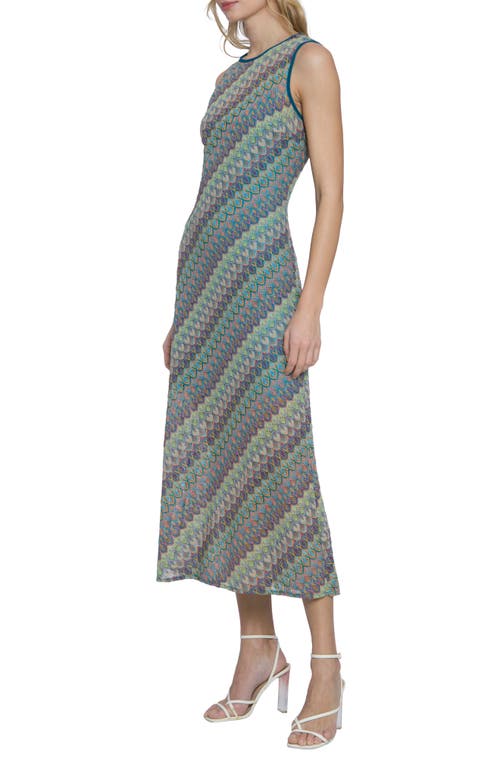 Shop Donna Morgan For Maggy Cutout Stripe Knit Midi Dress In Pink/blue/green Multi