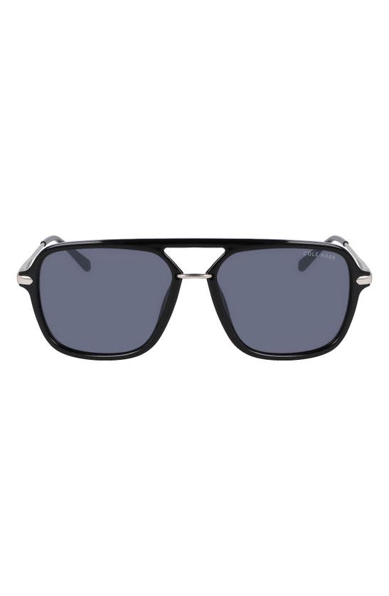 Cole Haan 56mm Polarized Navigator Sunglasses In Black