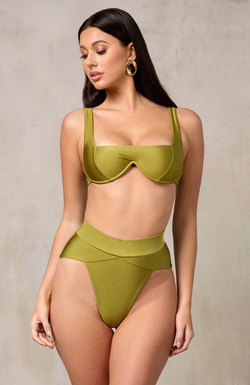 Shop Mbm Swim Chance Bikini Top In Olive