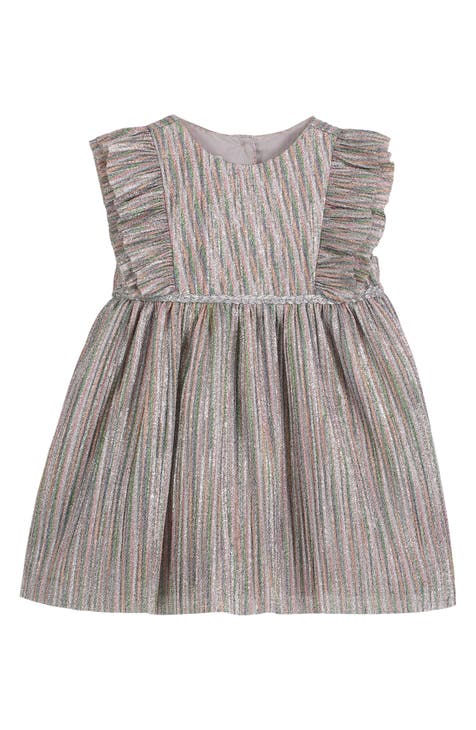 Metallic Stripe Ruffle Dress (Baby)