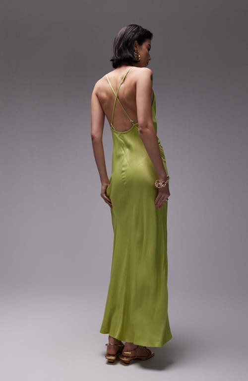 Shop Topshop Cowl Neck Satin Maxi Dress In Light Green