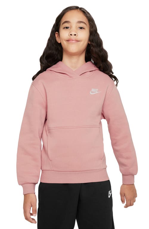 Nike Kids' Club Fleece Hoodie In Red Stardust/white