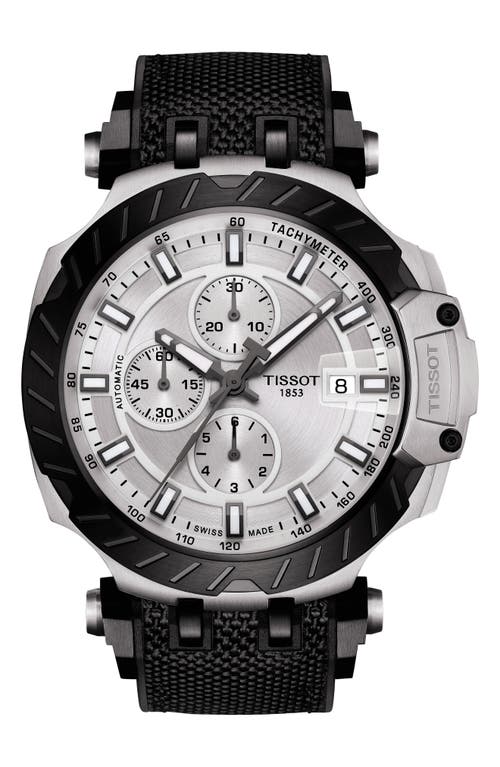 Tissot T-sport Chronograph Webbed Strap Watch, 48mm In Black/silver/black