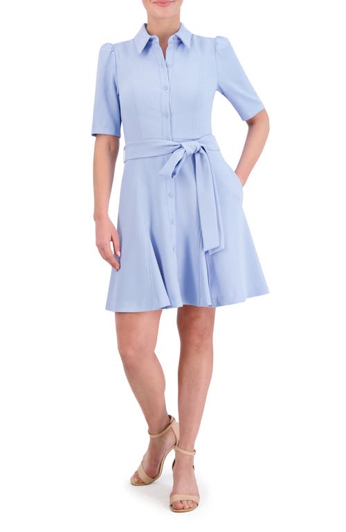 Eliza J Puff Sleeve Shirtdress Light Blue at Nordstrom,